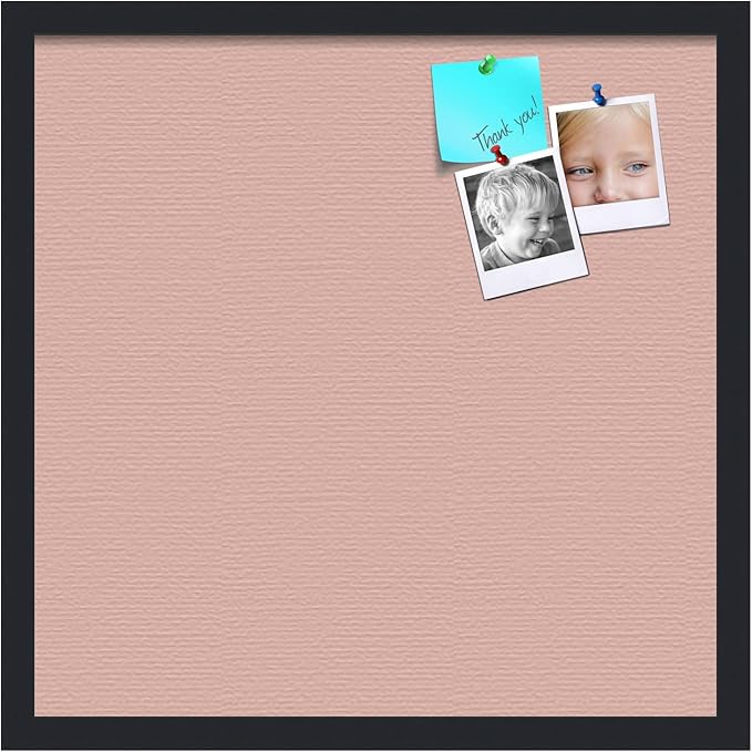 PinPix 20x20 Inch Cork Bulletin Board. This Decorative Framed Pin Board Comes with Pink Pastel Design and a Satin Black Frame. Ideal for Home Office Decor or Message Board (PinPix-1813)-DeskLoop Office