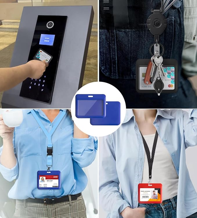 15 Pack Sliding ID Badge Holder Horizontal Hard Plastic Card Case Protector - Image 6