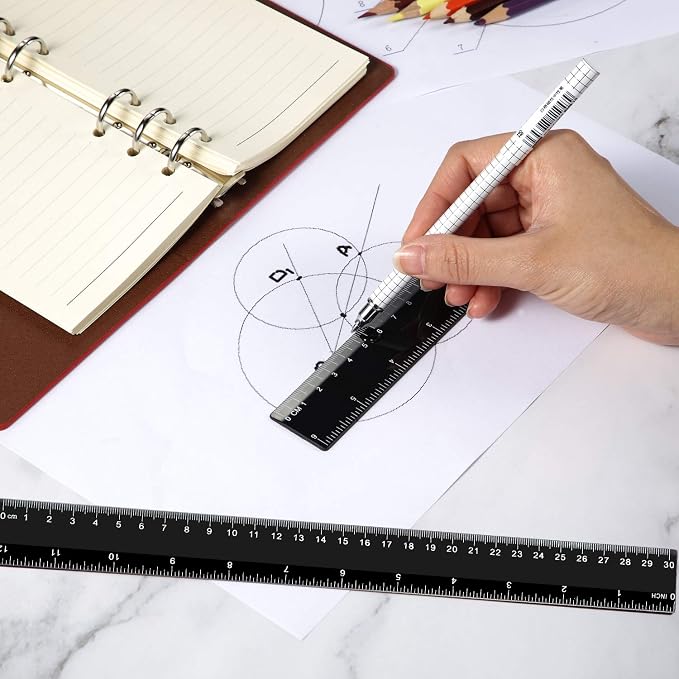 eBoot Plastic Ruler Straight Ruler Plastic Measuring Tool 12 Inches and 6 Inches - Image 5