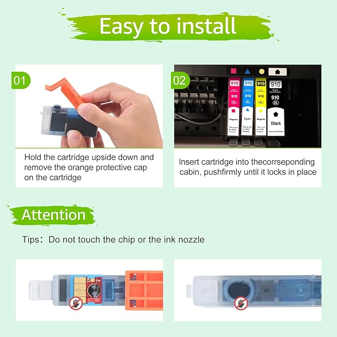 greencycle 910XL Ink Cartridges Replacement for HP Ink 910 910Xl Black and Color Combo Pack Compatible with OfficeJet 8010 8015 8018 8022,OfficeJet Pro 8020 8030 8025 8028 8035 Printer (BCMY-4 Pack)-DeskLoop Office