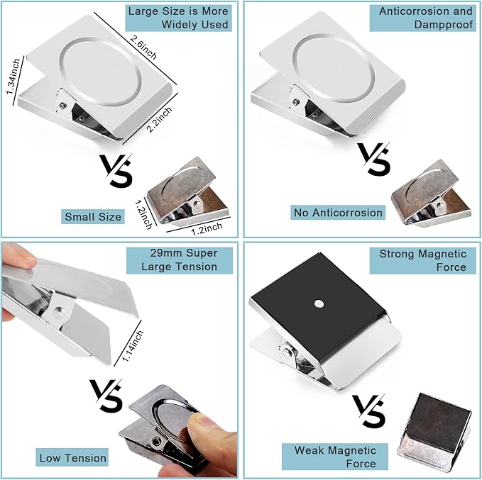 FINDMAG 4 Pack Clip Magnets 2.2 Inch Extra Large Magnetic Clips Heavy Duty - Image 2