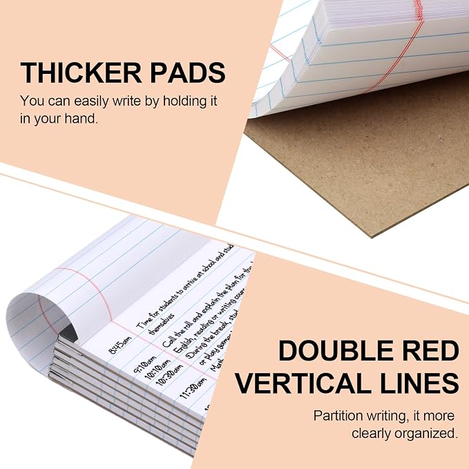 Utron 6 PCS Small Legal Pads 5x8 White, Narrow Ruled Small Note Pads 5x8 - Image 3