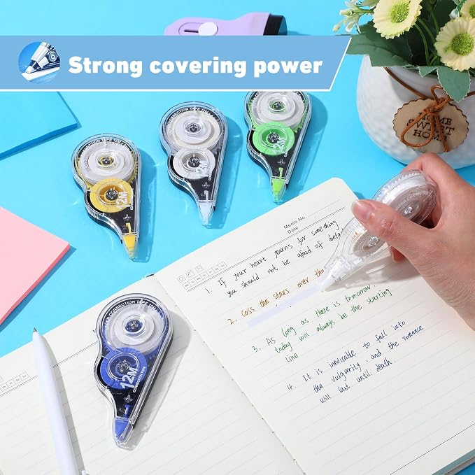 AmazingSpark 100 Pcs White Correction Tape Bulk, 39.4 Ft, Tear-resistant Easy - Image 6