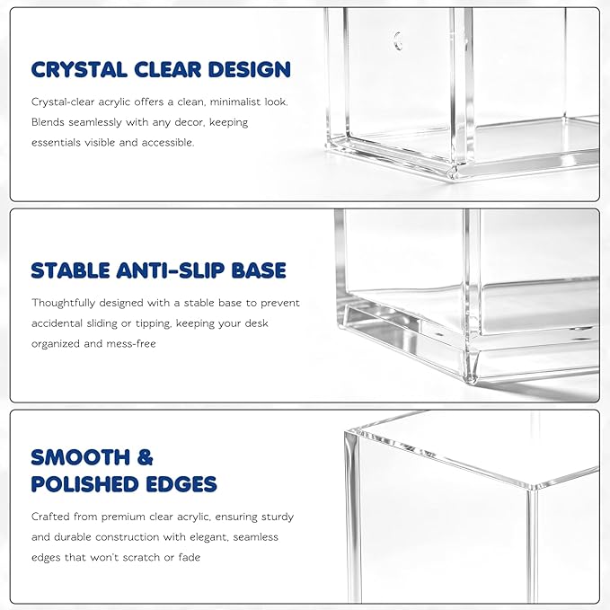 Acrylic Pen Holder 12 Pack, Makeup Brush Holder, Acrylic Pencil Organizer - Image 3