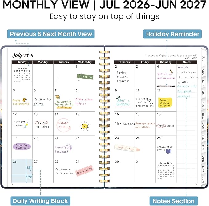 Academic Planner 2026-2027, Weekly and Monthly Calendar Book, July 2026 – June - Image 2