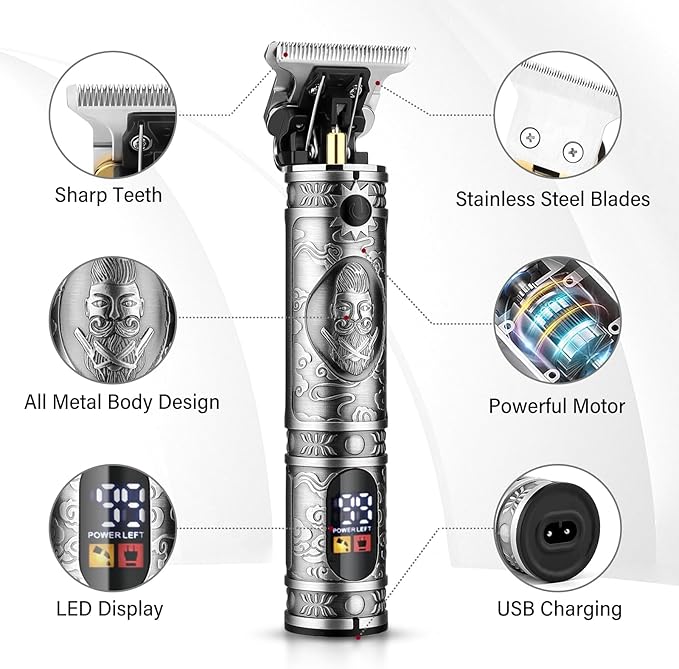GSKY Professional Hair Clippers, Men's Beard Trimmer & Grooming Kit with Electric Razor, Clippers & Trimmers Set, Hair Cutting Machines-DeskLoop Office