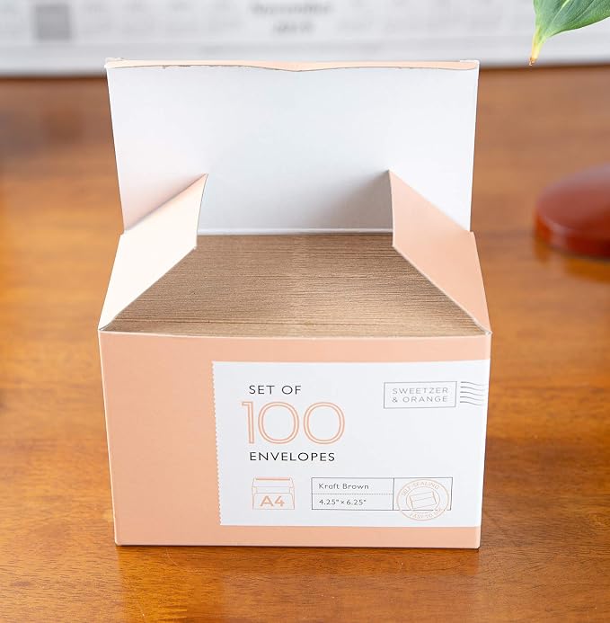 Sweetzer & Orange A4 Brown Self Seal Envelopes, 100 Pack, 4x6 Inches, Kraft - Image 6