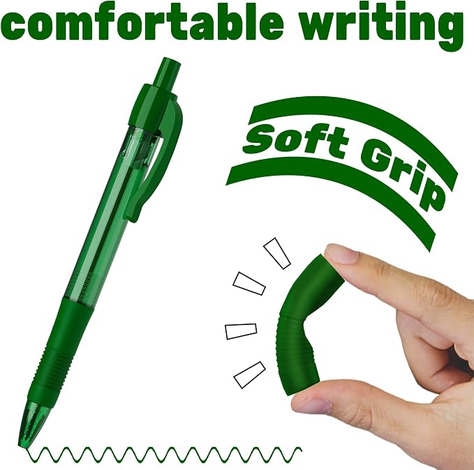 deegtran Pens Bulk, 30 Pack No Bleed Green Ink Click Pens - Image 3