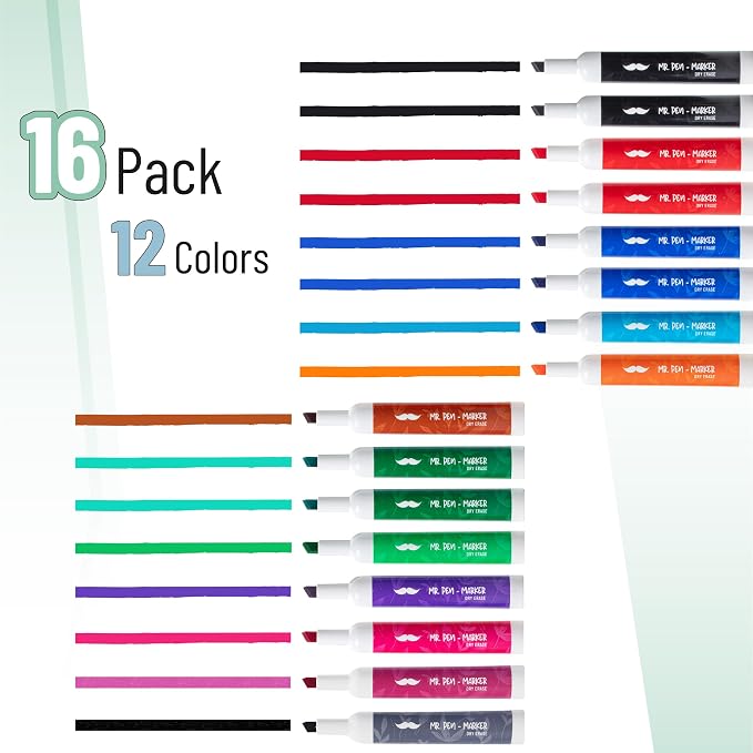 Mr. Pen- Dry Erase Markers, 16 Pack, Low Odor Ink | Chisel Tip, Back to School - Image 2