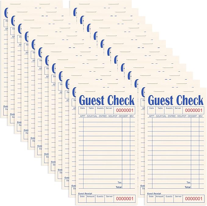 Guest Checks Books for Servers, Server Note Pads, 24 Pack, Natural Color Paper by ZPARIK