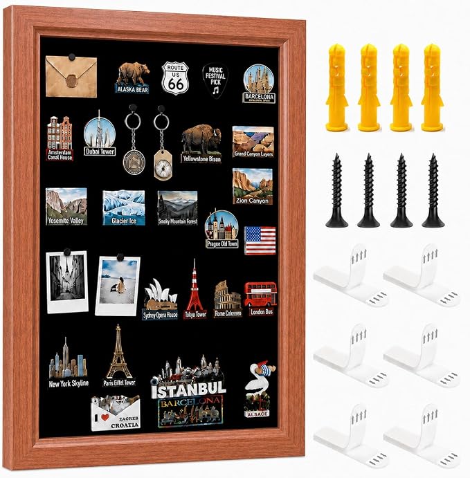 Magnet Board for Wall, 15.7 x 23.6 in Framed Magnetic Display Board, No-Drill by Unknown