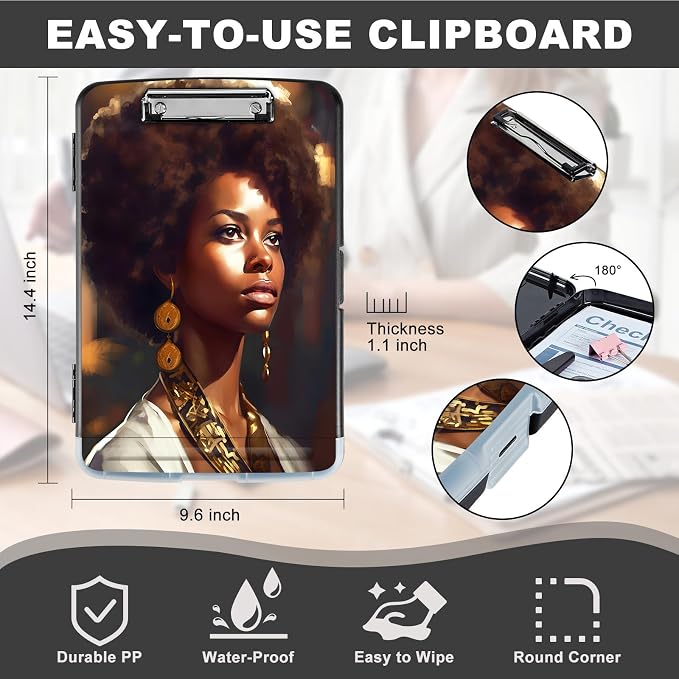 Clipboard with Storage, Heavy Duty Plastic Storage Clipboard with Low Profile - Image 2