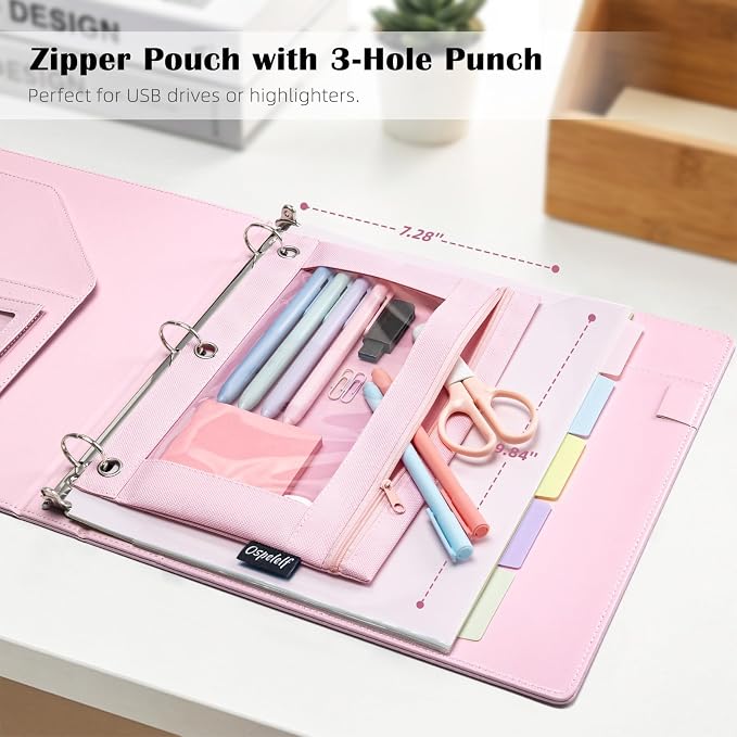Ospelelf Pink Leather Binder - Image 5