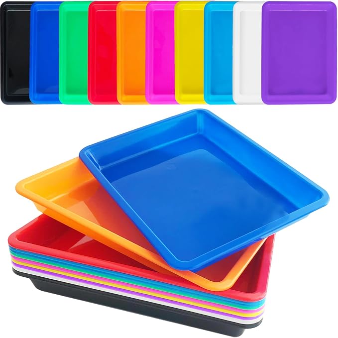 10 Pack Multicolor Plastic Art Trays, 10 Colors Activity Crafts Tray, Colorful by Bvrbaory