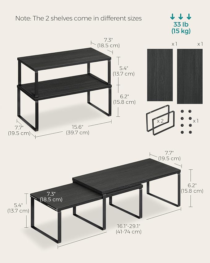 SONGMICS Cabinet Organizer Shelf, Kitchen Storage, Spice Rack, Expandable - Image 6