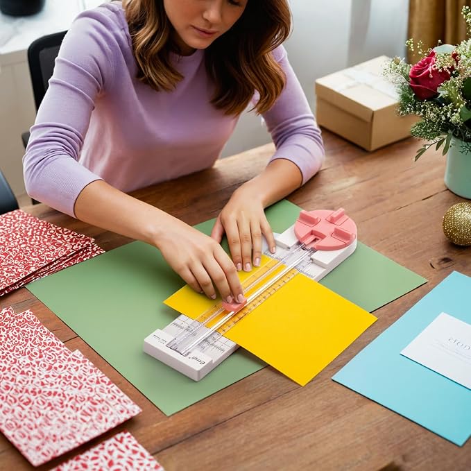 Ecraft Pink Paper Cutter 4-in-1 Paper Trimmer Multi-Function Scrapbooking Tool - Image 7