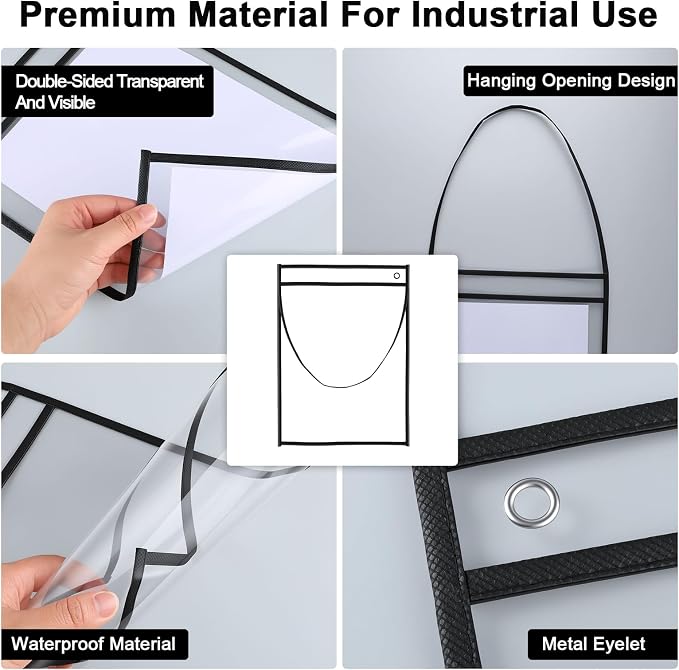 30 Pack Job Ticket Holders 9 x 12 Inch, Hanging Shop Ticket Holders | Clear - Image 3