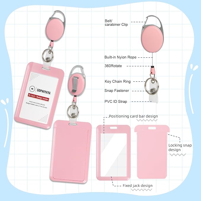 ID Badge Holder with Clip Badge Reels Retractable Heavy Duty Id Card with - Image 4