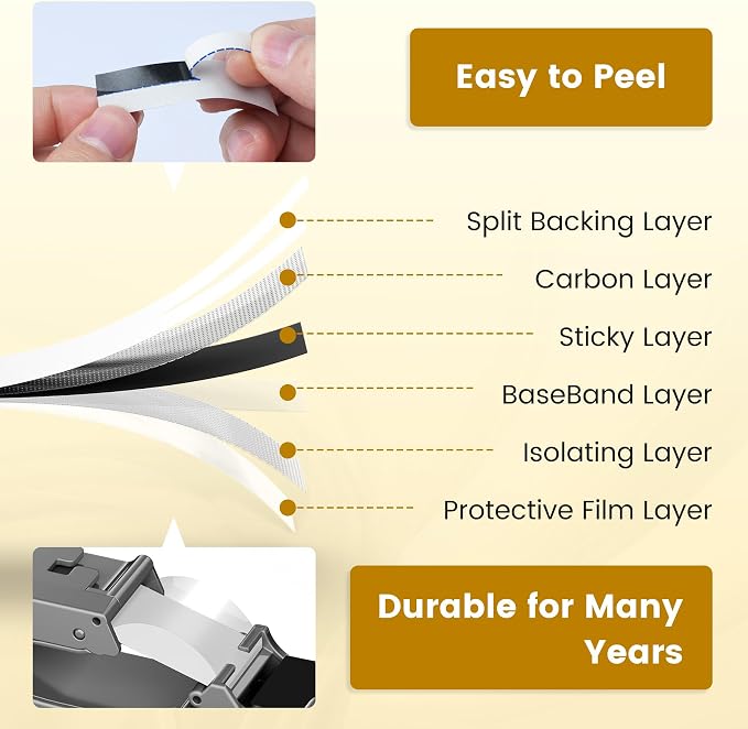 6-PK TZe-335 Replace for Brother Label Maker Tape 12mm 0.47 Black Laminated | - Image 3