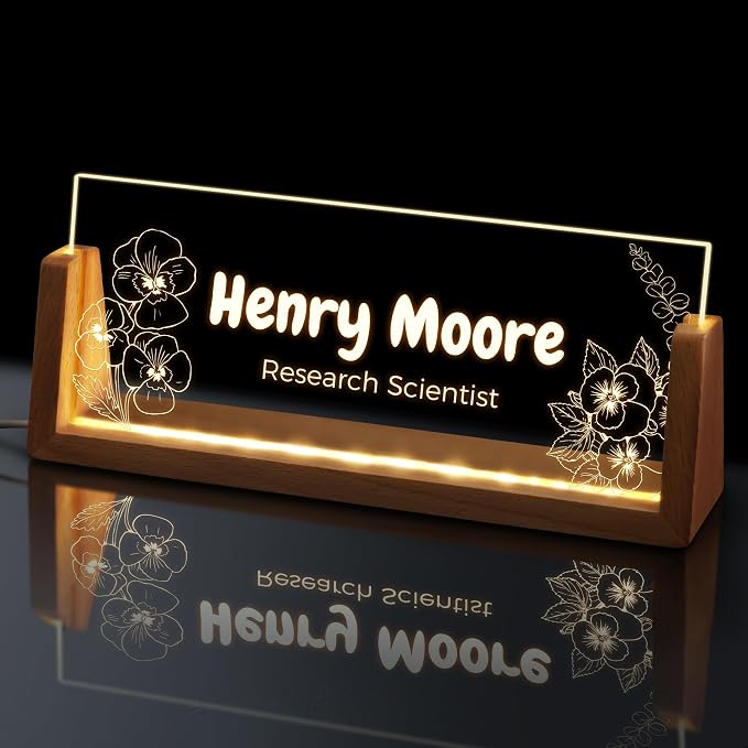 Custom Light Up Name Plate for Desk, Personalized LED Acrylic Name Sign by GifXifyCustomGifts