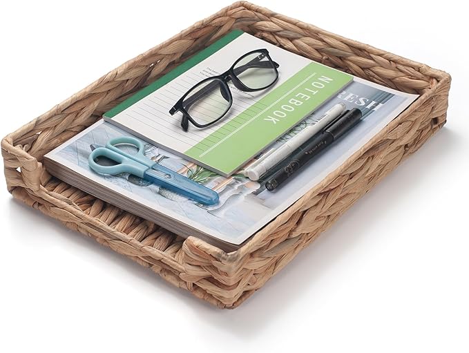 Water Hyacinth Letter Tray for A4 File Document Magazine Storage Basket Desk by IVAILEXUS