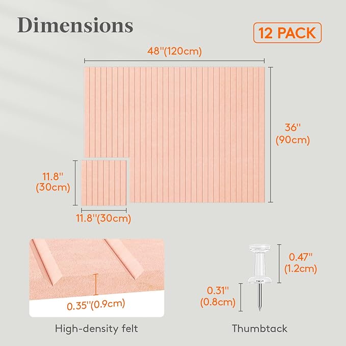 Lifewit Felt Slatted Bulletin Board, 12 Pack Self-Adhesive Panel, Cork Board - Image 3