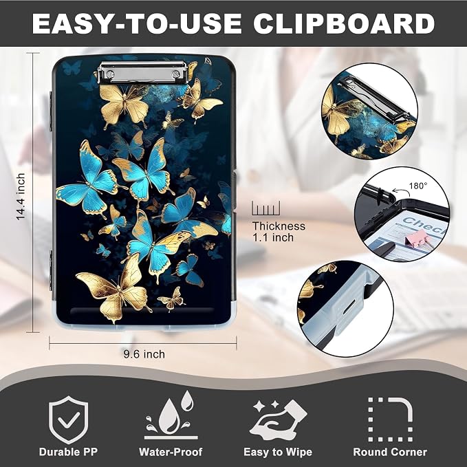Clipboard with Storage, Heavy Duty Plastic Storage Clipboard with Low Profile - Image 2