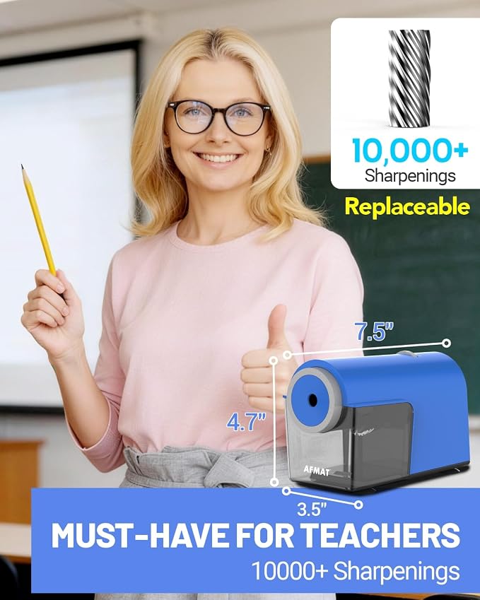 AFMAT Electric Pencil Sharpener, Fully Automatic Pencil Sharpener - Image 6