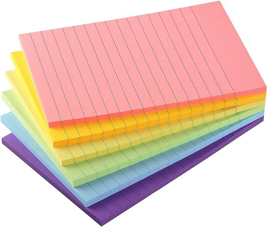 Early Buy 6 Pads Lined Sticky Notes with Lines 4x6 Self-Stick Notes 6 Pastel Color Sticky Notes, 45 Sheets/Pad-DeskLoop Office