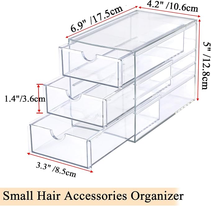 Hipiwe 3 Drawers Acrylic Drawer Organizer Clear Desktop Organizer - Image 3