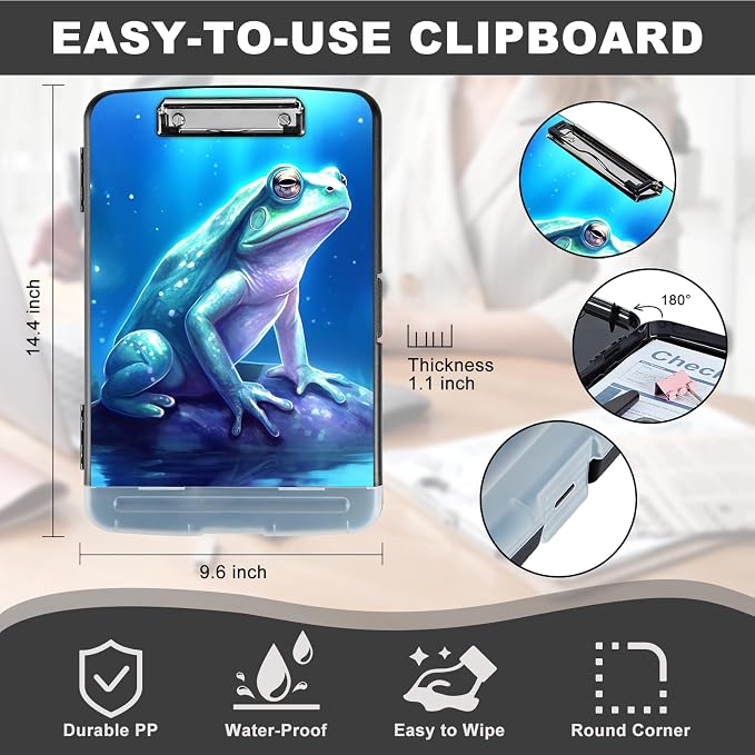 Clipboard with Storage, Heavy Duty Plastic Storage Clipboard with Low Profile - Image 3
