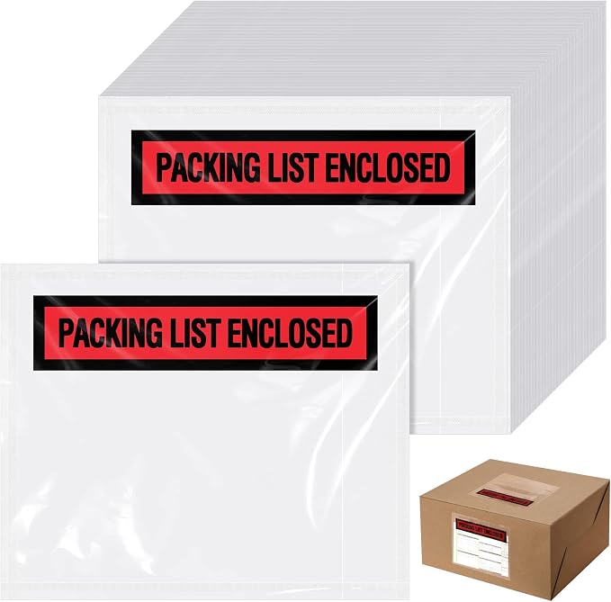 Teling 1000 Pcs Packing Slip Envelope Pouches Clear Self Adhesive Shipping by Teling