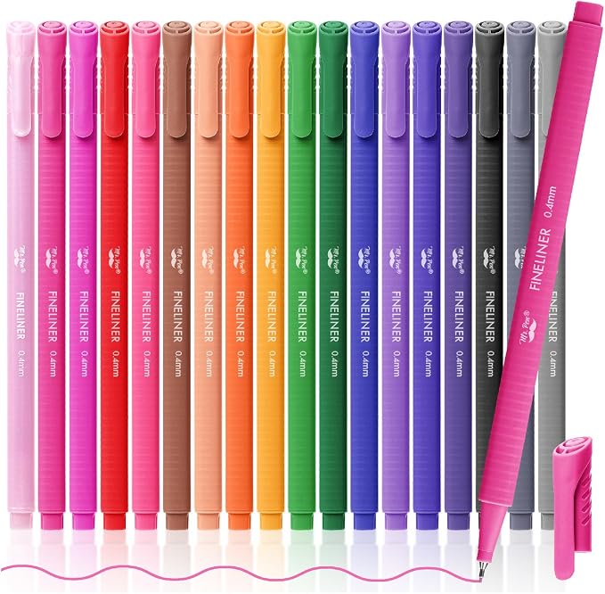 Mr. Pen- Colored Fineliner Pens, 18 Pack, 0.4mm | Ergonomic Triangular Barrels by MrPen