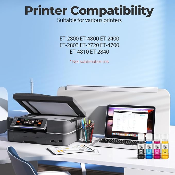 522 Ink Refill Bottles ET-2800 ET-2400 ET-4800 Replacement for 522 Ink 2800 Refill Ink for Eco tank ET-2400 ET-2720 ET-2800 ET-2803 ET-4700 ET-4800 ET-4810 ET2400 ET2720 ET2800 ET2803 ET4800 Printers-DeskLoop Office