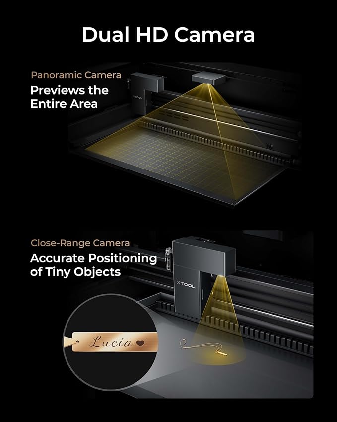 xTool P2S 55W CO2 Laser Cutter, Smart Desktop CO2 Laser Engraver and Cutter Machine, Dual Smart 16MP Cameras, 3D Curved Cylinder Engraving, Create with Wood and Metal Acrylic Glass Fabric Leather-DeskLoop Office