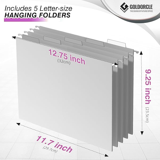 Hanging File Organizer, Letter-Size File Holder Filing Box - Image 5