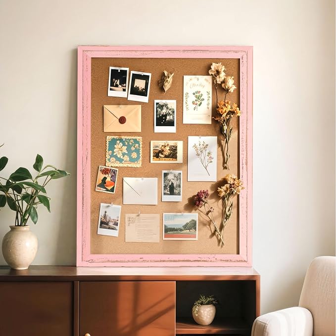 Cork Board Bulletin Board, Decorative Pin Board, Wall Mounted, - Image 7