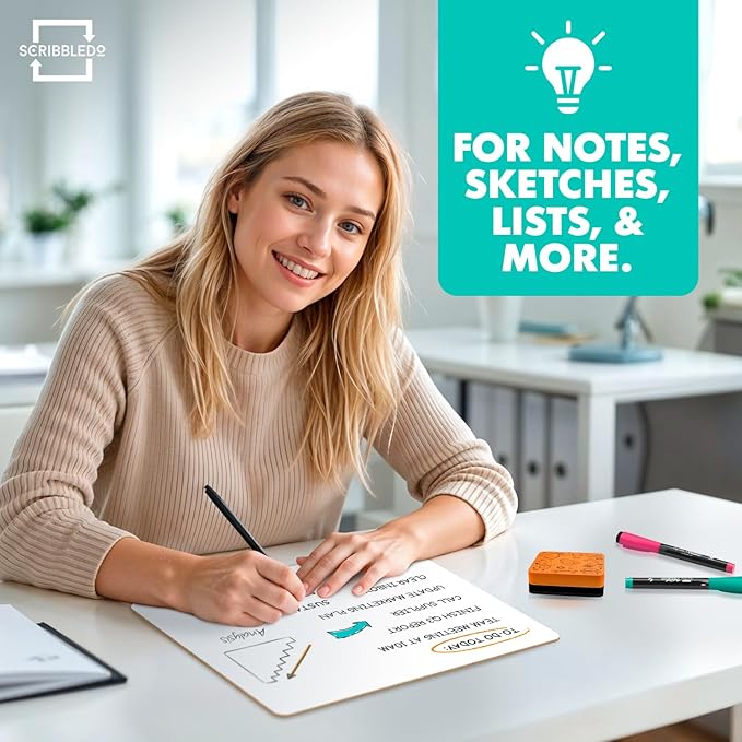 SCRIBBLEDO Small Dry Erase Boards 3 Pack 9x12 Double Sided Whiteboard | 3 - Image 5