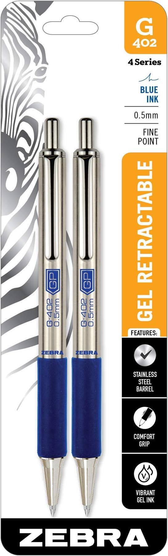 Zebra Pen STEEL G-402 Retractable Gel Pens by ZebraPen