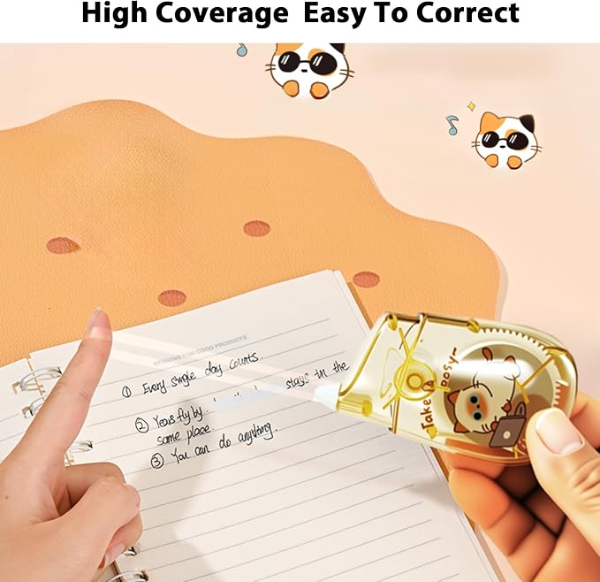 Cute Cat White Correction Tape Kawaii Extra-Long Correction Tape – 98ft Each - Image 6