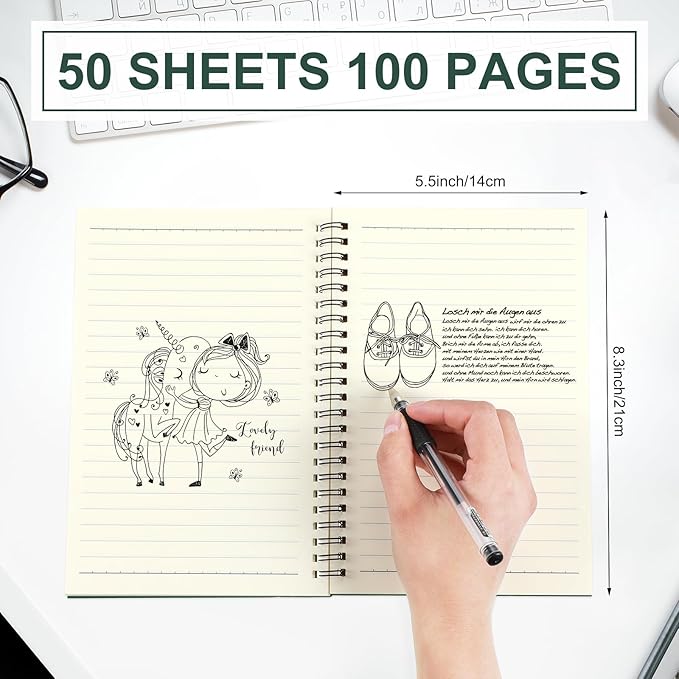 Yahenda 108 Pcs Spiral Notebook Bulk A5 Journal Lined 8.3'' x 5.5'' Writing Composition Paper Small Notepad Subject Notebook for Students Office Business Back to School Supplies (Deep Green)-DeskLoop Office