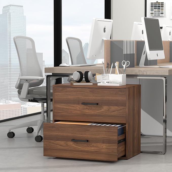FATIGOS 2 Drawer File Cabinet, Wood Lateral Filing Cabinets, Wide Office File - Image 9