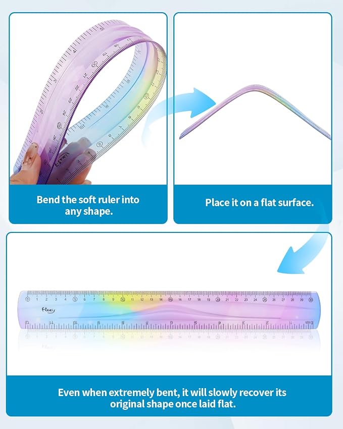 2 Pack Flexible Ruler Set, 12 Inch Bendable Rulers - Image 4