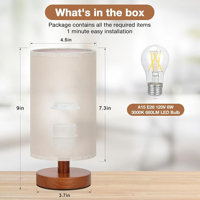 Fenmzee Small Table Lamp for Bedroom - Image 3