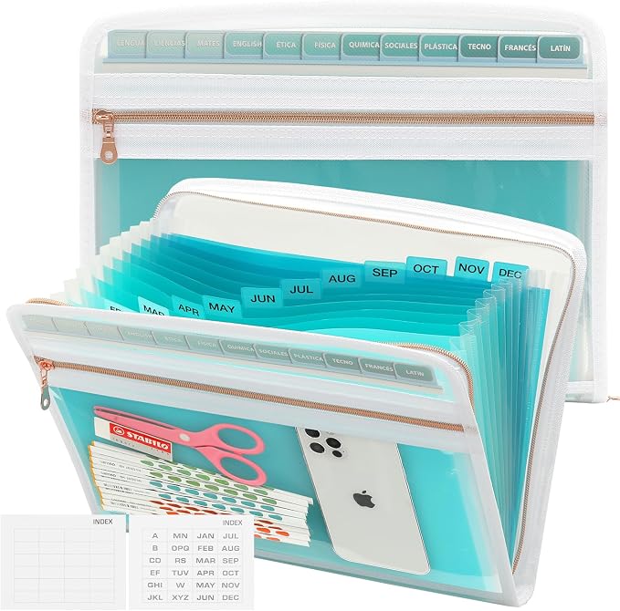 Mukawa 13 Pocket Expanding File Folder, Zipper Accordion File Folder, by Unknown