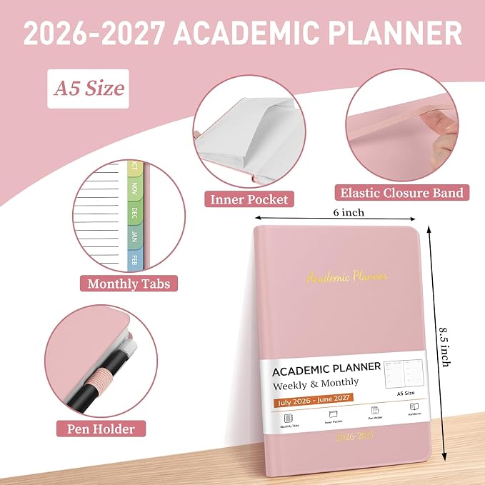Academic Planner 2026-2027, Weekly and Monthly Academic Year Calendar Planner - Image 2