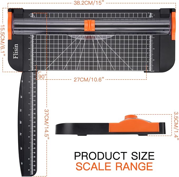 Paper Cutter,Portable Paper Slicer,12 Inch Paper Trimmer Scrapbooking Tool with Automatic Security Safeguard and Side Ruler for Craft Paper,A4 Paper,Coupon, Label and Cardstock (Black)-DeskLoop Office