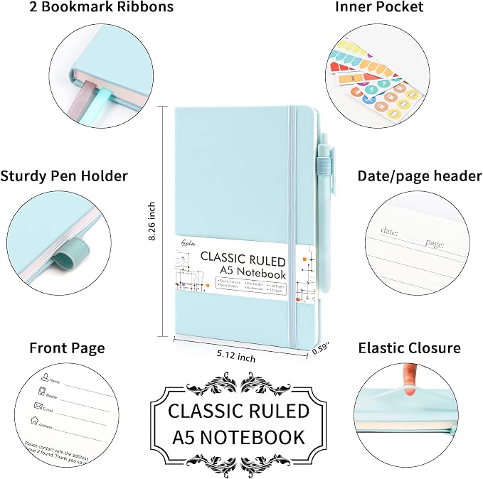 feela 12 Pack Notebooks Journals Bulk, Hardcover Notebook Classic Ruled Lined - Image 2