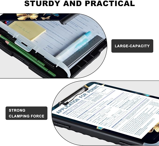 Clipboard with Storage, Heavy Duty Plastic Storage Clipboard with Low Profile - Image 3