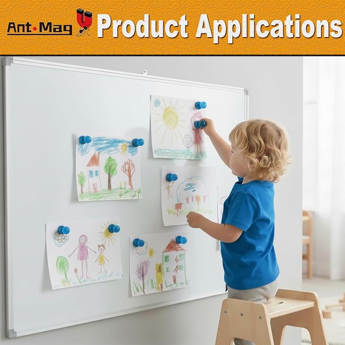 Ant Mag Magnetic Push Pins, 72 Pack Strong Whiteboard Magnets - Image 6